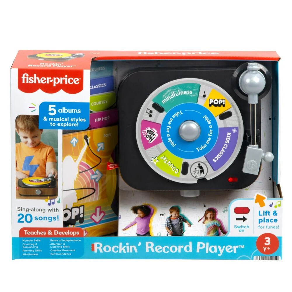 Fisher-Price Rockin' Record Player Toy, Turntable, 5 Records NIB